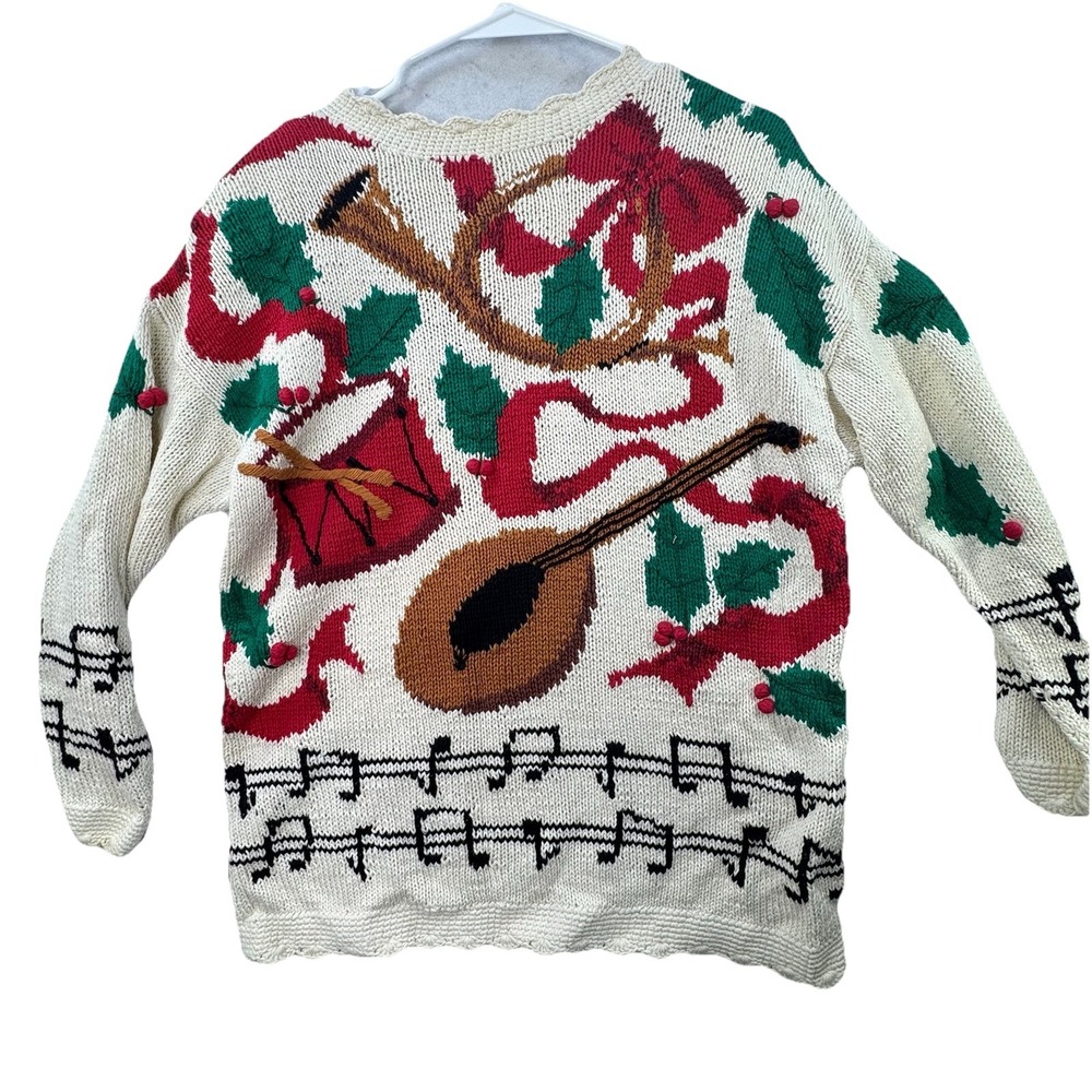 Vintage 90s Cambridge Sportsclub Ugly Christmas Sweater Oversize Small Music Art